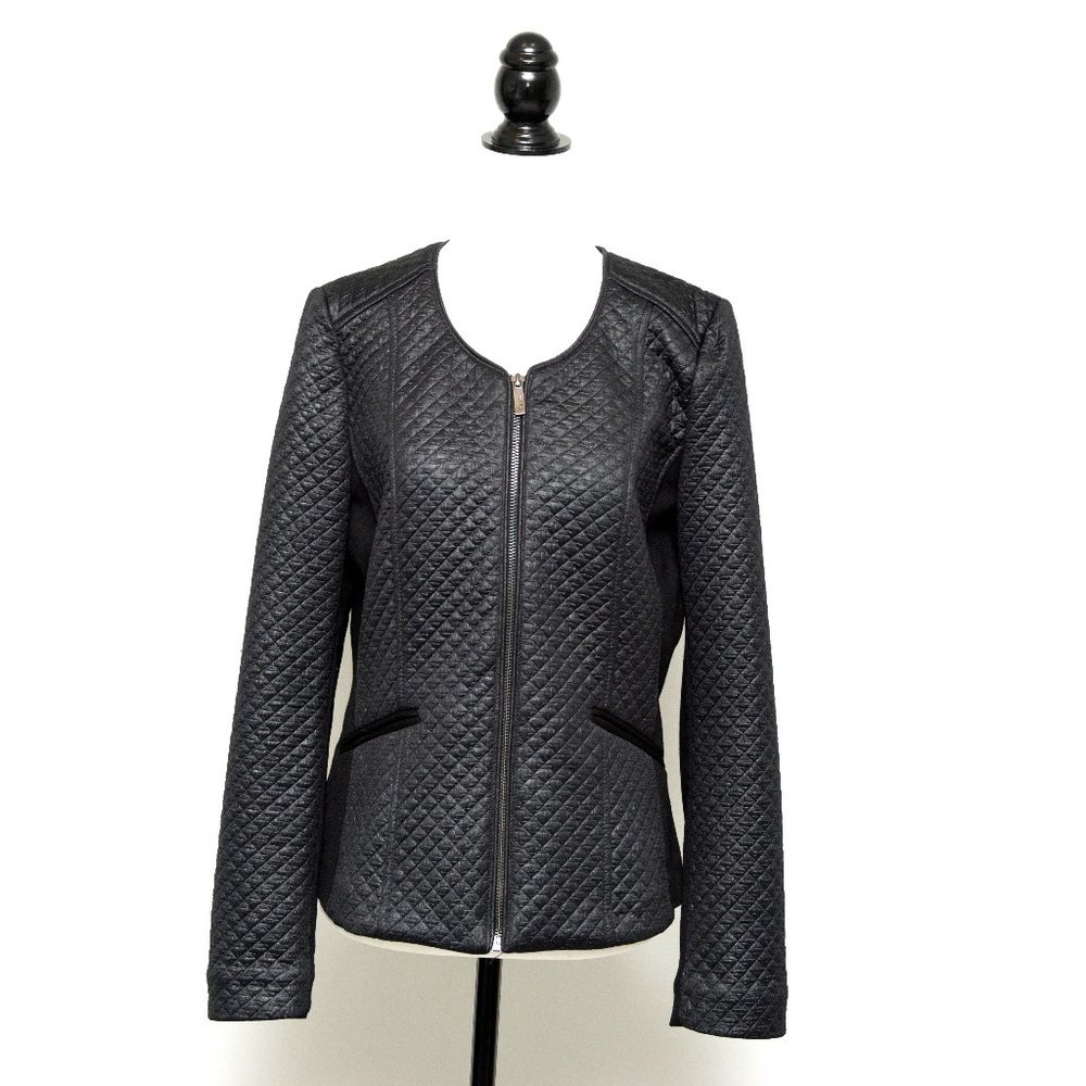 Olsen Europe Black Quilted Fitted Jacket  Medium